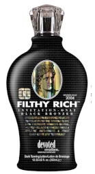 Filthy Rich™ Exclusive Ultra Rich
Bronzing Lotion
Formulated for
the tanning Elite
 This incredible rare formula leaves nothing to the imagination! Utilizing luxurious Vegan Collagen, extravagant Squalene™ extracts and most sought after, grand electrolyte rich cocktail blend this once in a lifetime lotion will reward your skin with the royal treatment reserved only for the most privileged clientele. It is time to reap the rewards you deserve!