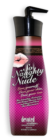 So Naughty Nude™ Tan Extending
Moisturizer with
Instant Bronze Color DHA free bronzing tan extender with diamond dust skin illuminators. The cosmetic bronzers will deliver an immediate tint to the skin, while the diamond dust will help to hide tiny imperfections. Loaded with skin firming and anti-aging complexes, this product will help to target those areas that you want to firm and tighten.