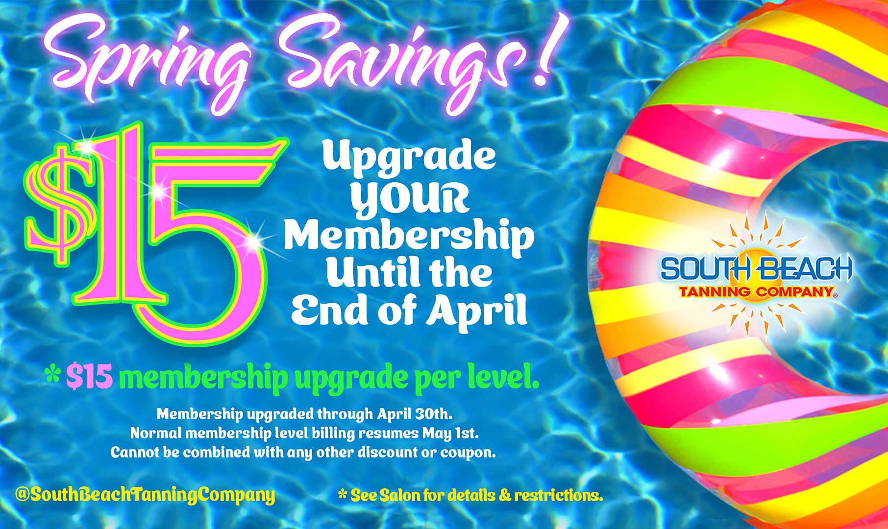 April Promo: Spring Savings! $15 Upgrade Your Membership Until The End Of April!