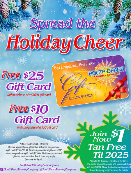 Spread The Holiday Cheer. Free $25 Gift Card With Purchase Of A $100+ Gift Card. Free $10 Gift Card With Purchase Of A $50 Gift Card. Offers Valid Dec. 1-31