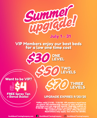 Summer Upgrade! July 1-31 VIP Members enjoy our best beds for a low one time cost, $30 One Level, $50 Two Levels, $70 Three Levels