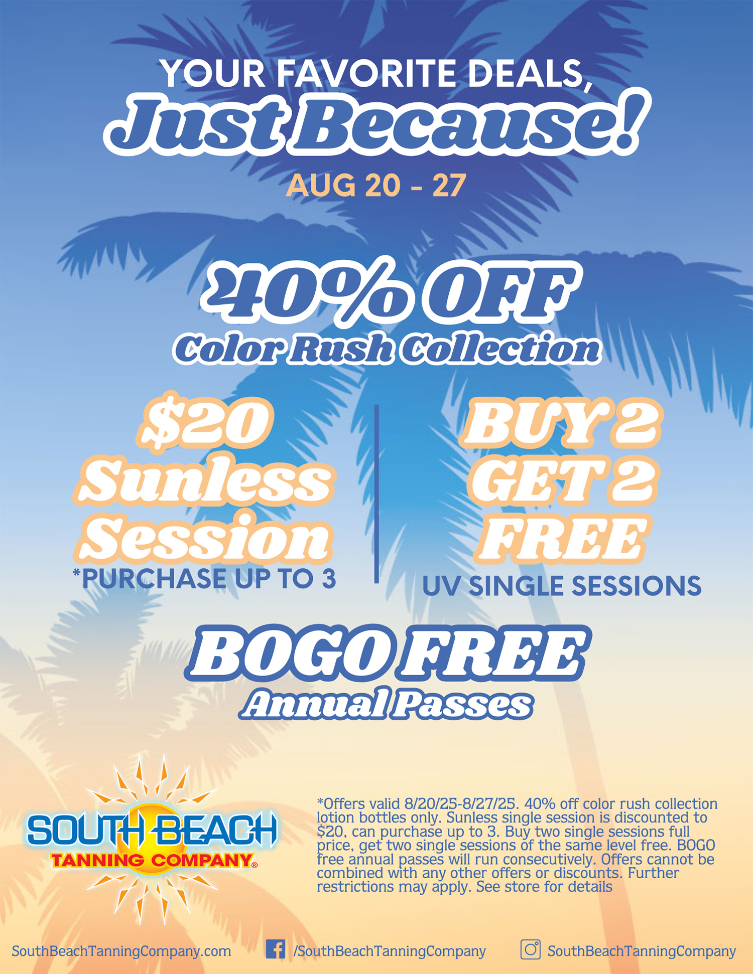 Your Favorite Deals, Just Because! Aug 20-27, 40% OFF Color Rush Collection