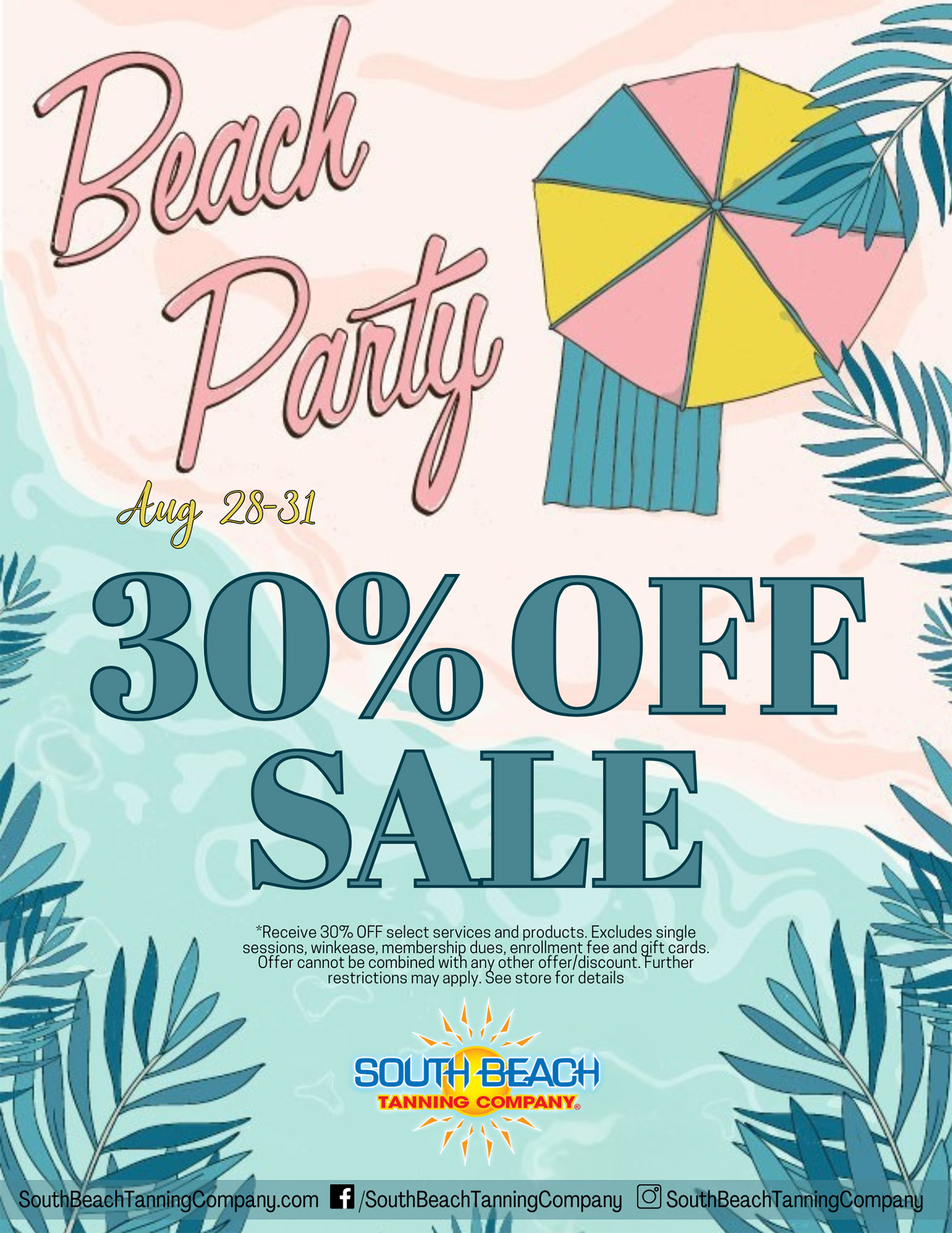 Beach Party Aug 28-31 30% OFF Sale