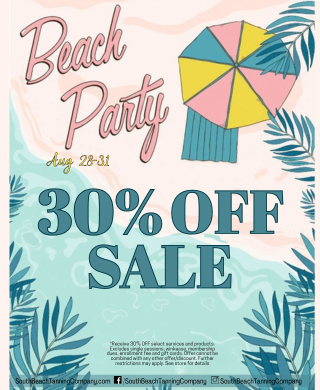 Beach Party Aug 28-31 30% OFF Sale