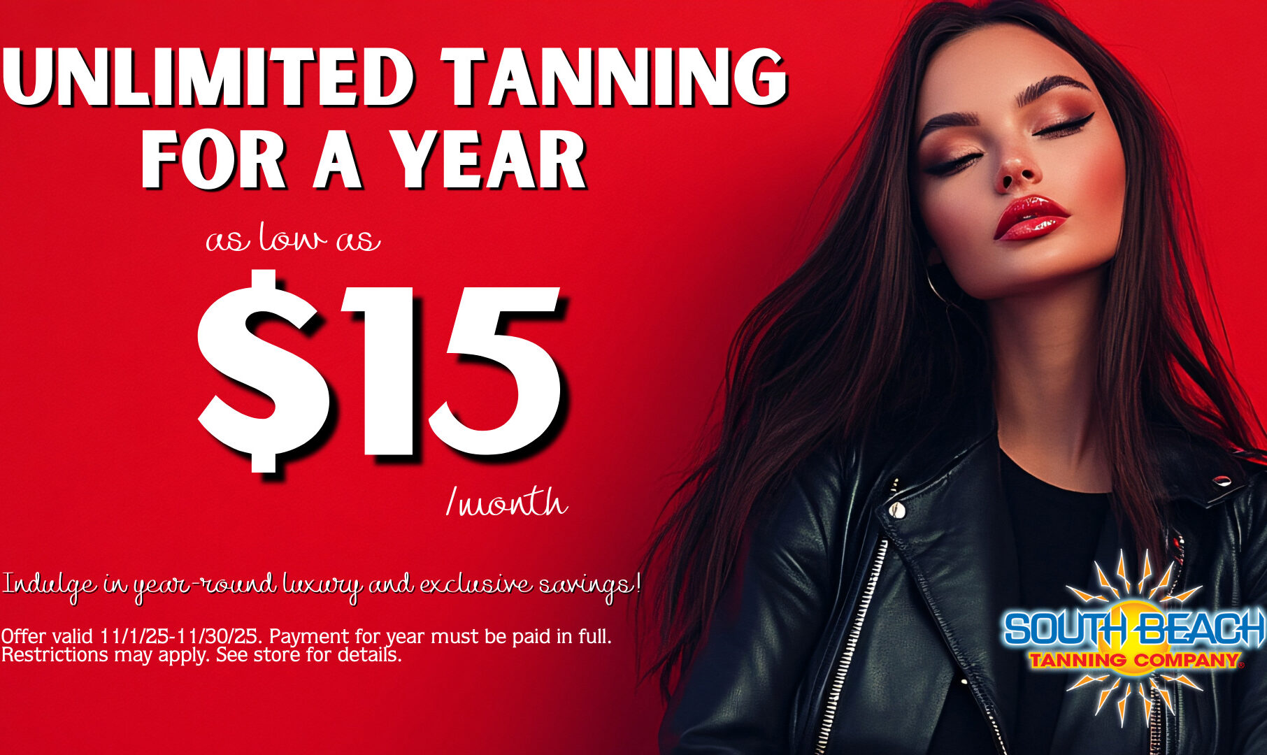 Unlimited Tanning For A Year as Low as $15/Month