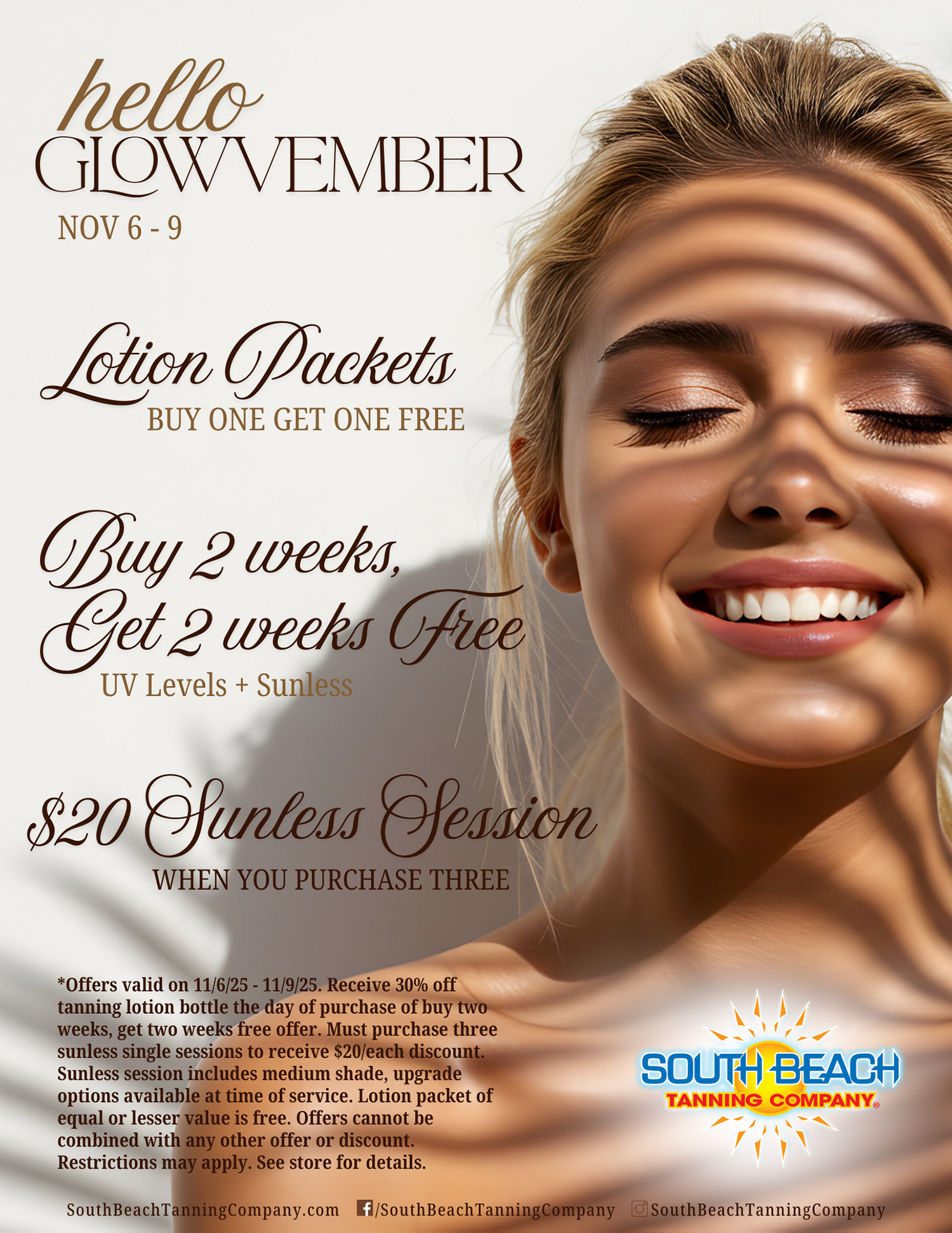 Hello Glowvember Nov 6-9, Lotion Packets Buy One Get One FREE