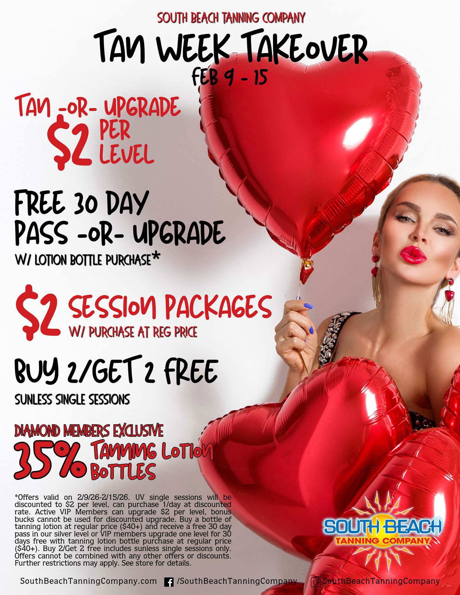 South Beach Tanning Company, Tan Week Takeover, Tan-or-upgrade $2 per level