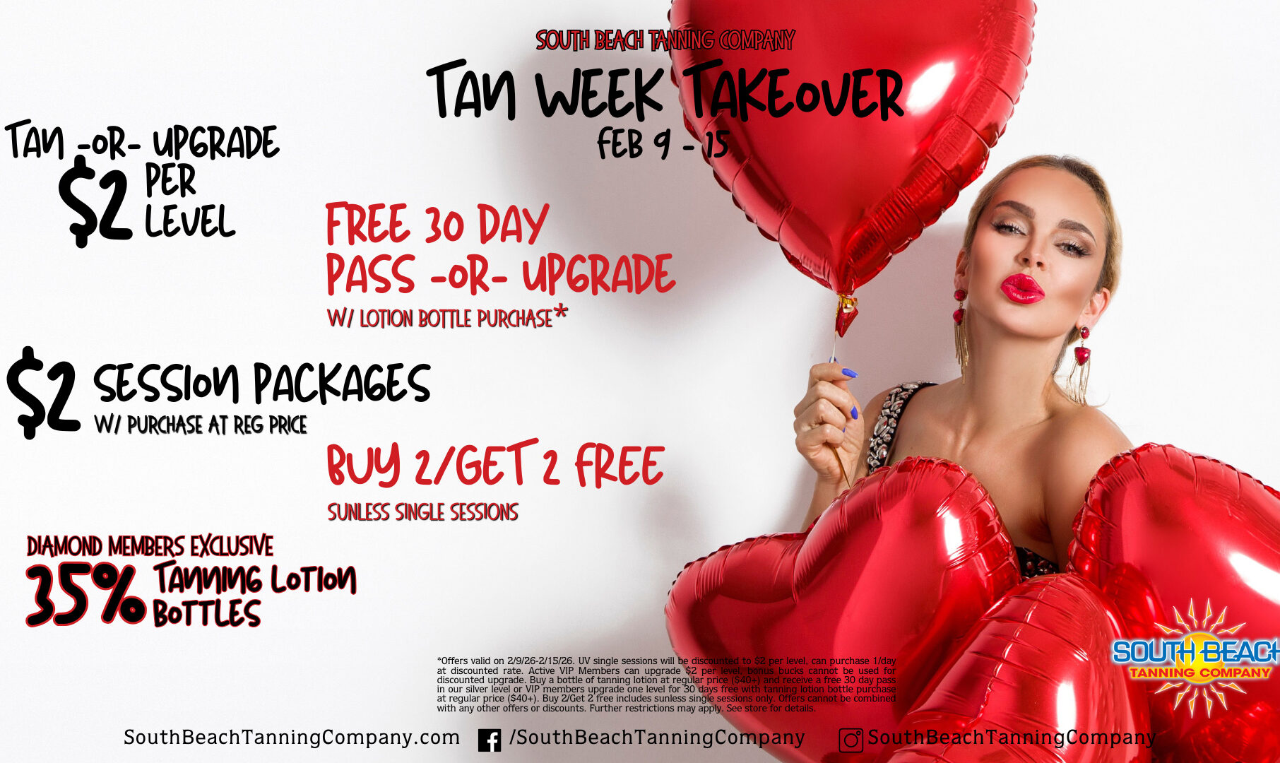South Beach Tanning Company, Tan Week Takeover, Tan-or-upgrade $2 per level
